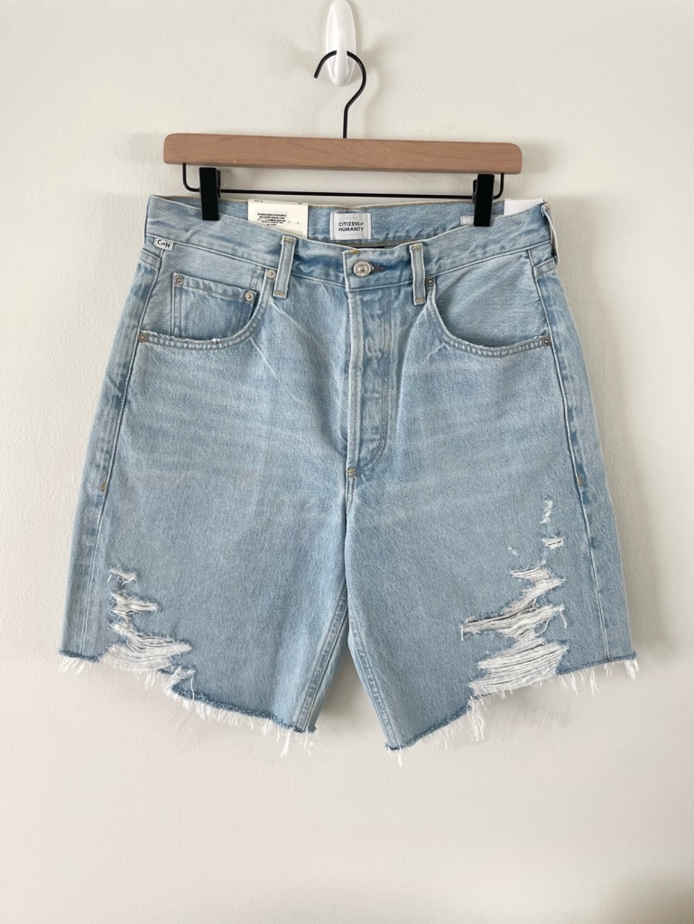 Citizens of Humanity Ayla Jorts Baggy Long Jean Shorts 28 Loose Wide Leg
